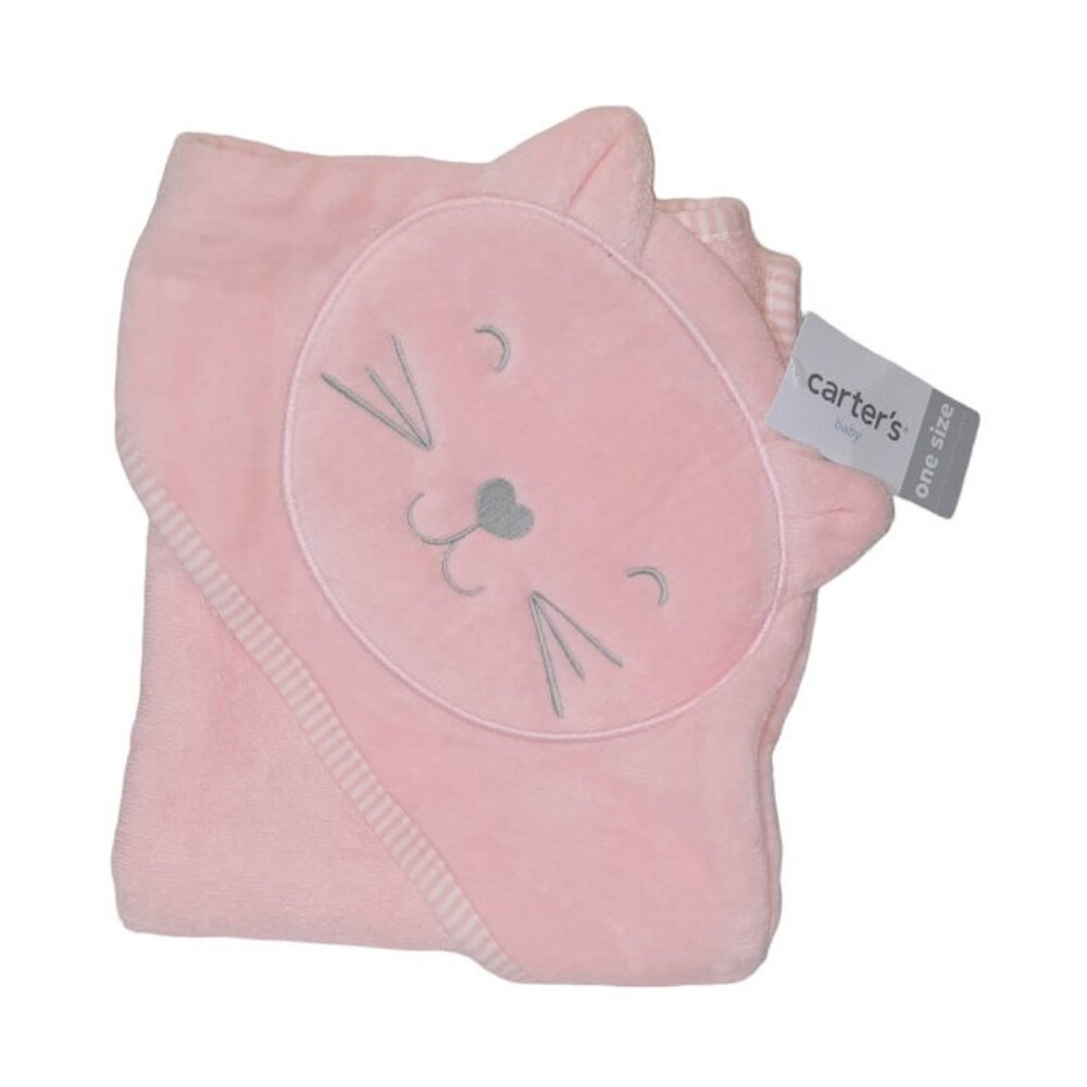 Carters Pink Cat Kitten Hooded Bath Beach Pool Towel 29" X 29" NEW